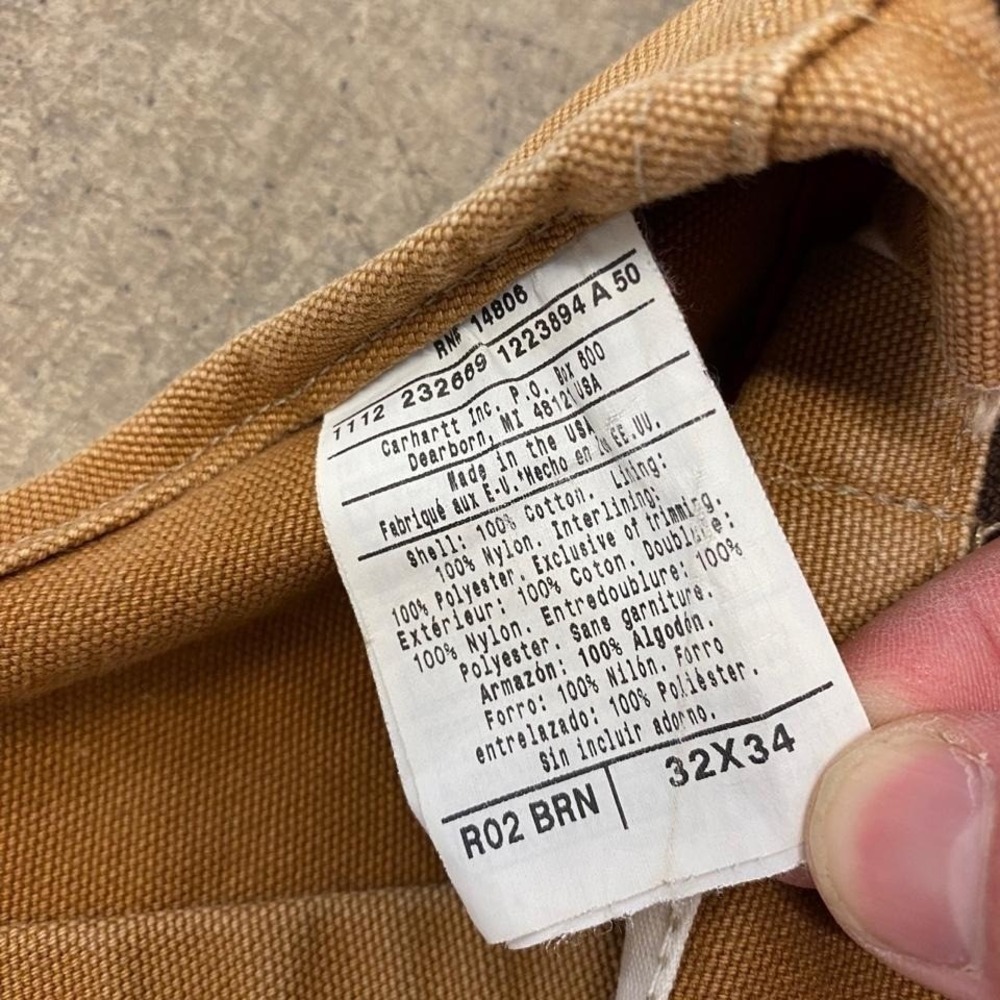 Vintage Carhartt Double Knees Overalls Canvas Tan Workwear 2000s Size 32 - Picture 6 of 8